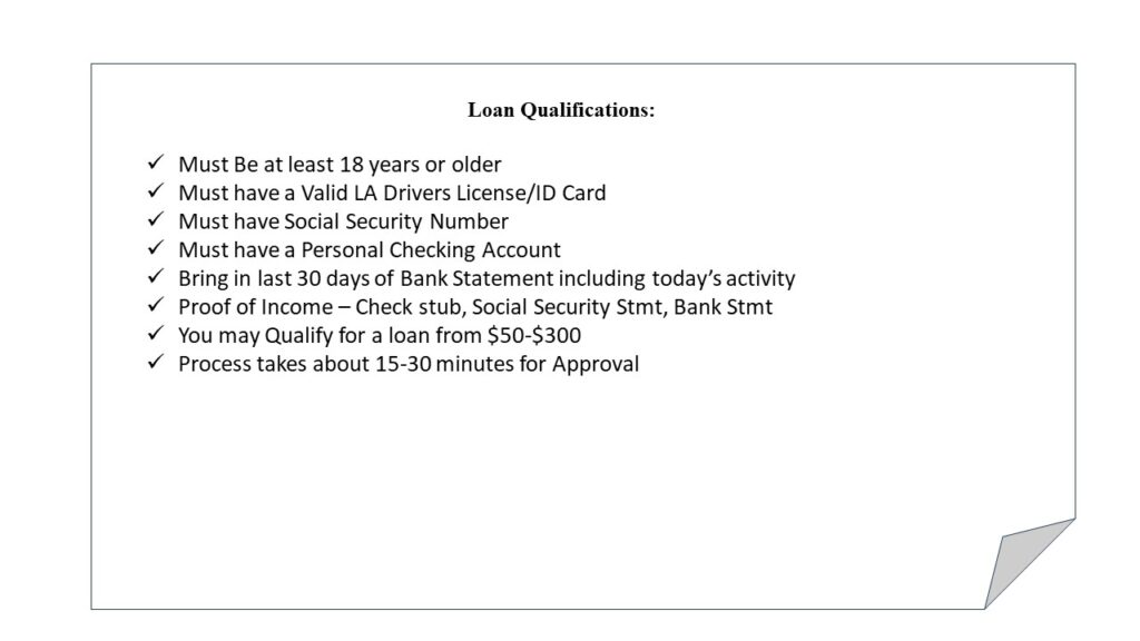 Loan Qualification Requirements